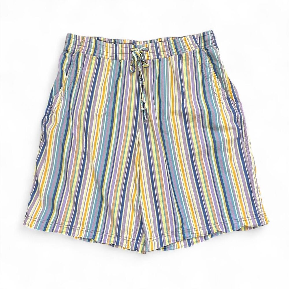 Free People Saylor Poplin multi-colored vertical striped shorts in size M